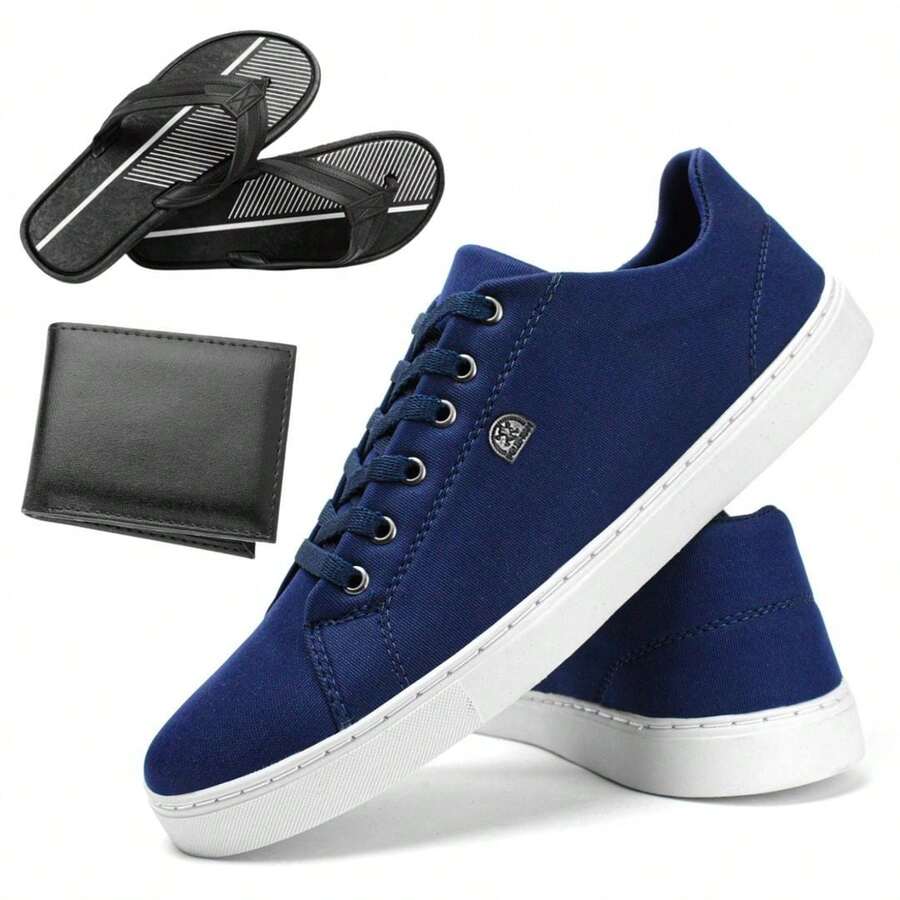 Men's Sport Thin Shoes Lightweight And Comfortable Tennis Shoes + Resistant Slippers And Sophisticated Wallet - Màu xanh lam - Xem 1