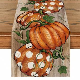 1/4/6pcs Polka Dot Pumpkins Vine Fall Table Runner/Placemats , Seasonal Autumn Thanksgiving Kitchen Dining Table Decoration For Home Party Decor Decor,Home Decor