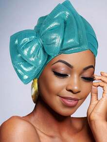 1pc Multi-Color Solid Bow Decor 3-Layer Head Wrap Scarf Turban Hat For Women - Multicolor - View 14