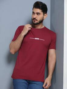Men's Crew Neck T-Shirt - Màu Đỏ Sâu - Xem 5
