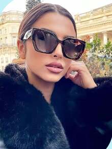 Fashion Square Cat Eye Fashion Glasses For Women Vintage Style Square Black Glasses Feme Beach Shades (With Multifunctional Screwdriver, Glasses Fiber Cloth) Halloween - Multicolor - View 3