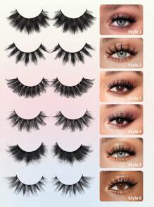 48 Paar lange, voluminöse Kunstwimpern aus Kunstmink, 17-20mm DD-Locken, 5D-Fake-Wimpern, volle Streifen, Manga-Spitzen-Kreuz-Augen-Wimpern, 6 gemischte Stile, Freundschafts-Paket