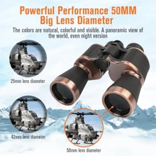 20x50 Binoculars Hd High-Power Professional Telescope For Bird Watching, Travel, Hunting,Stargazing, Concerts, Outdoor Sports - Bak4 Prism Fmc Lens, Waterproof, Anti-Fog