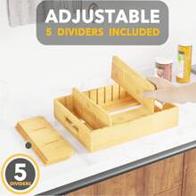 Kitchen Pantry Lid Holder With Bamboo, Adjustable Dividers For Cabinets And Food Storage Container Organizer, Includes Writable Labels - Tự nhiên - Xem 2