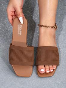 2025 New Wide Fit Brown Sandals For Women, Strap Ladies Flat Slide Sandals With Open Toe, Versatile