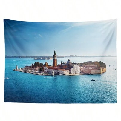 1 pezzo Arazzo da parete con scena estiva da spiaggia, arazzo decorativo da appendere per la stanza, stile bohémien, bandiera per la camera, decorazione da parete