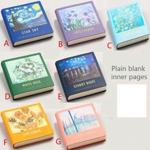 1pc Mini Square Oil Painting Notebook, Travel Diary, Stamp Collection Album, Blank Memo Pad, Portable Notepad Back To School - Multicolor - View 3
