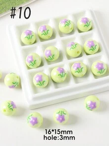 Hand-Painted Beads, Flower Series Round Beads, Acrylic Creative Beads, Variety Of Elegant And Cute Colors Suitable For Festivals, Gifts, Matching Accessories, And Daily DIY - Hand Painted Flower Beads - View 27