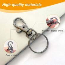 20pcs Rotatable Lobster Claw Clasps With 10pcs Keychains And 10pcs Split Rings, DIY Jewelry & Craft Supplies, Valentine Gift For Men And Women - Black - View 5