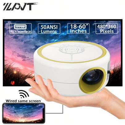 Máy chiếu mini TY20, Model cơ bản 80ANSI Lumens, Hỗ trợ giải mã phát lại video 1080P, Nâng cấp trải nghiệm xem phim tại rạp hát tại nhà của bạn, Tương thích với HD, USB, AV, Máy tính xách tay. Quà tặng ngày lễ