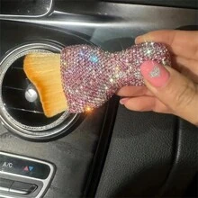1 pieza Cepillo de limpieza para el interior del automóvil, cepillo de limpieza de cerdas suaves con mango con cristales de brillantina y piedras rhinestone para automóvil y teclado de computadora - Multicolor - Ver 5