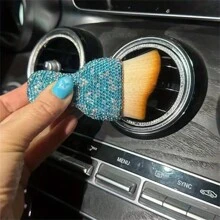 1 pieza Cepillo de limpieza para el interior del automóvil, cepillo de limpieza de cerdas suaves con mango con cristales de brillantina y piedras rhinestone para automóvil y teclado de computadora - Multicolor - Ver 4