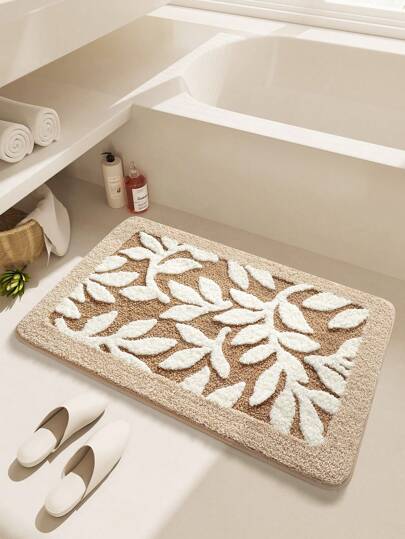 DAJIANG 1 szt. Dywanik łazienkowy z motywem roślin, miękki i chłonny, odpowiedni do klasy, łazienki i nie tylko, spód antypoślizgowy, można prać w pralce, nadaje się również do salonu, toaletki, wanny, prysznica, umywalki, gruby i miękki, khaki - wystrój domu