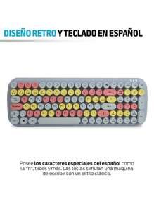 Redlemon Wireless Keyboard And Mouse With USB Receiver And Retro Vintage Design Of Round Typewriter Keys, QWERTY Layout In Spanish. - 查看 5