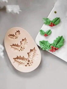 1 件圣诞系列叶铃铛和常绿形状硅胶模具 - 灰色 - 查看 3