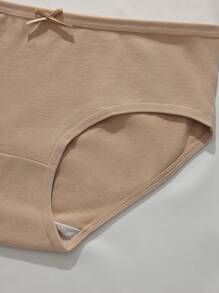 7 pares de bragas de algodón de unicolor tipo sandía para mujeres, con decoración de lazos, ropa interior de señoras transpirable y suave para la piel
