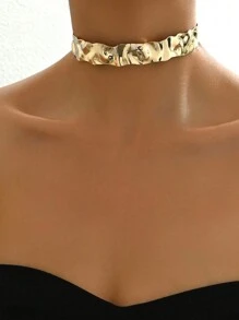 1pc Fashion Metal Exaggerated Smooth Short Necklace Personalized Choker - Gold - View 2