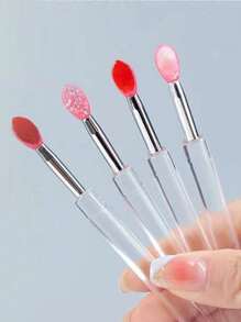 5pcs Silicone Lip Brush With Cover For Lipstick, Lip Gloss, Lip Balm & Lip Contour Makeup Application,Color Random - Multicolor - View 1