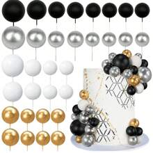 32 pièces Boules de décoration de gâteau, lot de sélection de gâteau à boule, boules de perle colorées pour décoration de gâteau, inserts pour cupcakes, décoration de gâteau pour thème de fête d'anniversaire, cadeau de mariage, décoration de gâteau