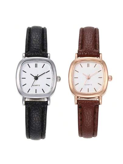 Couple Watches Women Quartz Lovers Horloge Wristwatch Ladies Klok Leather Festival view 5