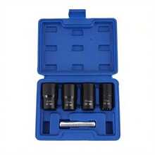 1/2" Drive Impact Bolt Nut Extractor Set 17mm 19mm 21mm 22mm Twist Socket Tool Set, 5pcs Locking Wheel Lug Nut Remover KitIncluding A Punch Rod - Black - View 6