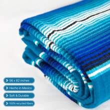 Premium Mexican Blanket, Authentic Hand Woven Falsa Blanket | Perfect Saddle Blanket, Beach Blanket, Picnic Blanket, Car Blanket