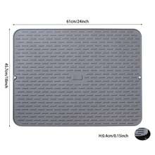 2pcs Extra Large 24 X 18 Silicone Dish Drying Mat - Flexible, Heat Resistant, Non-Slip, Easy Clean, Dish Draining, Sink, Counter Top, Glassware - Light Grey - View 3