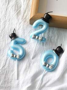 1 chiếc nến trang trí bánh kem hình bộ đồ xanh và mũ đen, số 0-9 cho tiệc sinh nhật kỷ niệm, Giáng sinh - Nhiều màu - Xem 2