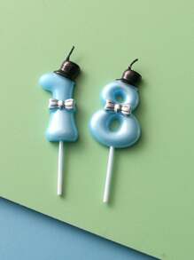 1 chiếc nến trang trí bánh kem hình bộ đồ xanh và mũ đen, số 0-9 cho tiệc sinh nhật kỷ niệm, Giáng sinh - Nhiều màu - Xem 5