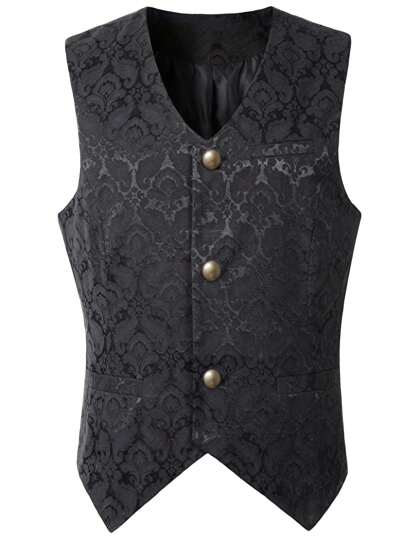 New Medieval Style Men Retro Front Button Solid Color Short Waistcoat, Halloween Costume