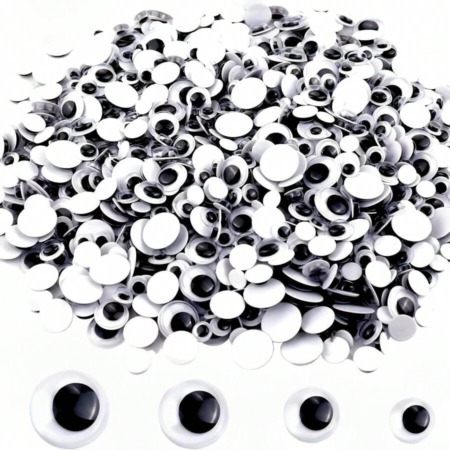 300/500/1000 Mắt Googly Tự Dính, 8mm -15mm Màu Đen Ngọ nguậy Mắt Googly Có Tự Dính Mắt Ngọ Tự Dính Đen Trắng Mắt Googly Tròn Nhựa Màu Đen Mắt Ngọ nguậy Tự Dính Để Trang Trí Đồ Thủ Công 8mm 10mm 12mm 15mm