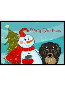 Snowman With Longhair Black And Tan Dachshund Indoor & Outdoor Mat- 24 X 36 In. - Nhiều màu - Xem 2