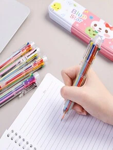 1pc Multicolor Ballpoint Pen, 8-Color Click Ballpoint Pens Office Stationery - Multicolor - View 1