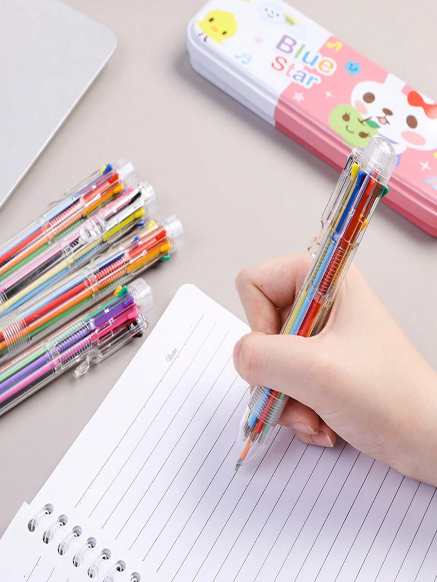 1pc Multicolor Ballpoint Pen, 8-Color Click Ballpoint Pens Office Stationery - Multicolor - View 1