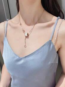 1pair Bra Strap Shoulder Belt With Metal Rhinestone Decoration, Adjustable Sparkling Underwear Accessory - Silver - View 7