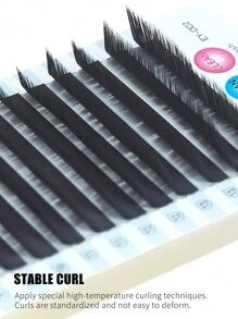 yelix 12 Rows L Curl Series Individual False  Eyelashes Extensions L L+ LC LD LU (M) Curl Faux Mink Classic Lash Soft And Natural 0.07mm 0.10mm Thickness 8-15mm Mixed Lengthslash Clusters,Eyelash Clusters,Individual Eyelashes,Lashes,Fake Lashes - Black - View 7