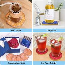 18 件硅胶杯垫树脂模具，带圆形、方形、八角形支架模具的杯垫模具，适用于环氧树脂、DIY 艺术工艺杯垫 - 白色 - 查看 7