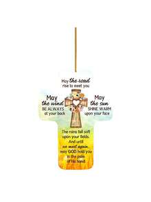 1 件，8cmx8cm 棕色字母十字设计亚克力吊坠配金链，励志装饰礼物，创意小礼物，节日配饰和派对用品，送给朋友的万圣节生日礼物 - 彩色 - 查看 9