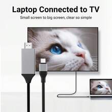 NADODO USB C 转 HDTV 适配器线 2M - 4K 高清视频适配器，USB 供电，PVC，兼容 iPad、iPhone、手机、平板电脑、笔记本电脑 - 无需电池 - 灰色 - 查看 4