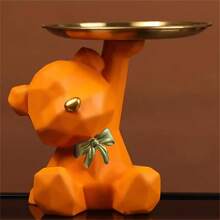 1 件现代几何熊陶瓷钥匙扣雕塑适用于家庭装饰和组织，客厅家庭办公桌面装饰钥匙零食水果架盘子装饰品配件，可在节日期间作为礼物赠送给家人、朋友和爱人