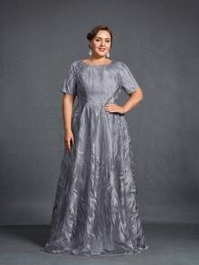 Plus Size Mother Of The Bride Dresses Elegant Dress - Grey - View 3