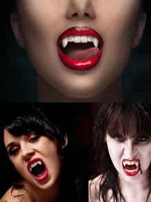 1 chiếc Nanh ma cà rồng, Răng giả thật với 3 kích cỡ, Đạo cụ Nanh răng ma cà rồng, Tiệc Halloween, Cosplay, Trang phục ma cà rồng dành cho người lớn, Đạo cụ nhập vai Phụ kiện trang phục ma cà rồng cho tiệc tùng và Cosplay, Gel răng rắn phù hợp, Giáng sinh - Nhiều màu - Xem 5