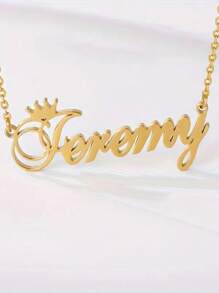 定制名字吊坠项链可爱不锈钢简约时尚珠宝复古金色链私人 DIY 配饰送给朋友的最佳礼物 - 風格6 - 查看 4