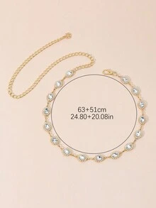 1PC 女士时尚钻石腰带链派对宴会装饰腰饰连衣裙牛仔裤腰链裤子链送给妈妈和女友的最佳礼物 - A - 查看 3