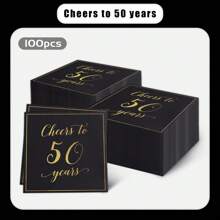 Birthday Party Supplies Cocktail Napkins, Disposable Black Gold Party Paper Napkins,  Anniversary Birthday Beverage Napkins For Birthday Party Decorations - Black Gold - View 17