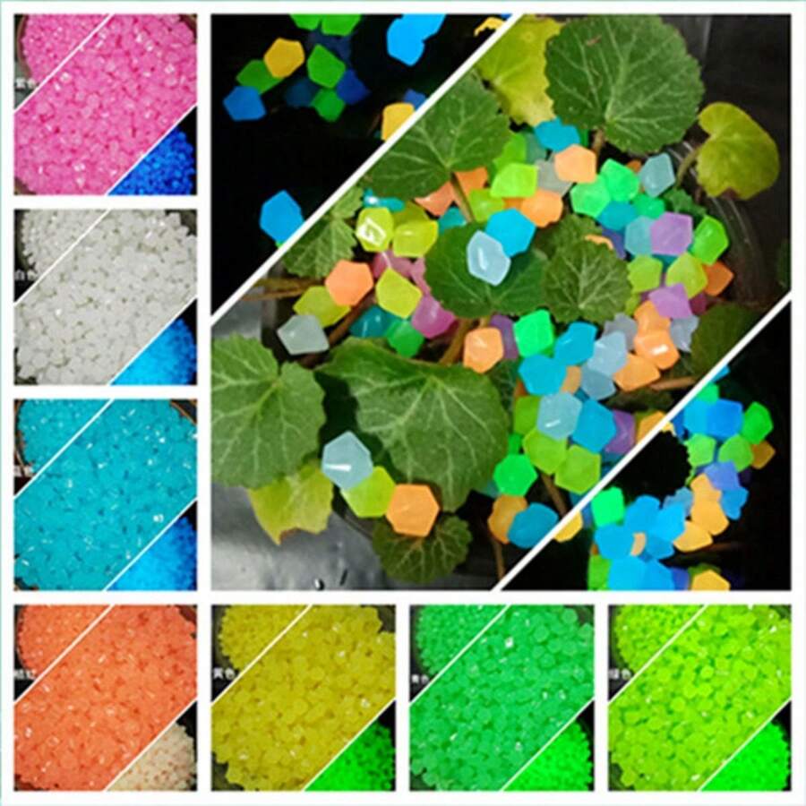 200pcs 0.39-0.59in Glow In The Dark Stones, Vase Filler, Luminous Rocks, Aquarium Fish Tank Decorative Stones, Fake Jewel Plastic Gems Powered By Light Or Solar, Colorful Pebbles, Decorative Rocks, Flower Pot Fillers - Multicolor - View 1