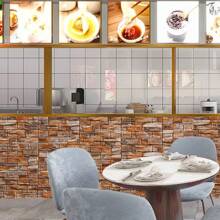 FXLTSBL Wall Panels Self-Adhesive 10 Pieces 3D 35 X 35 Cm Brick Wallpaper Stone Look Wall Sticker Waterproof Wall Wallpaper For Kitchen Bedroom Bathroom Living Room - 咖啡棕 - 查看 6