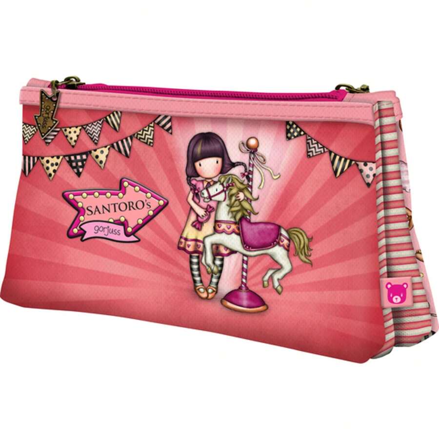 Santoro GORJUSS™ FAIRGROUND "CAROUSEL" DOUBLE PORTABLE - Spacious And Practical Carrying Case - Versatile For Every Day - Modern And Elegant Design - Multicolor - View 1