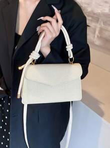 全新时尚复古迷你方形包小号独特设计纹理斜挎单肩手提包女士 - 米色 - 查看 5