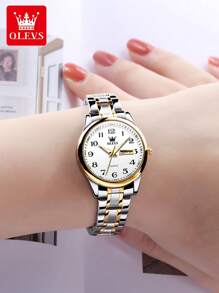 OLEVS OLEVS Women's Watch Fashion Luxury Women's Quartz Watch Elegant Stainless Steel Watch Night Light Waterproof Sunday Date Watch Women's Dress Watch